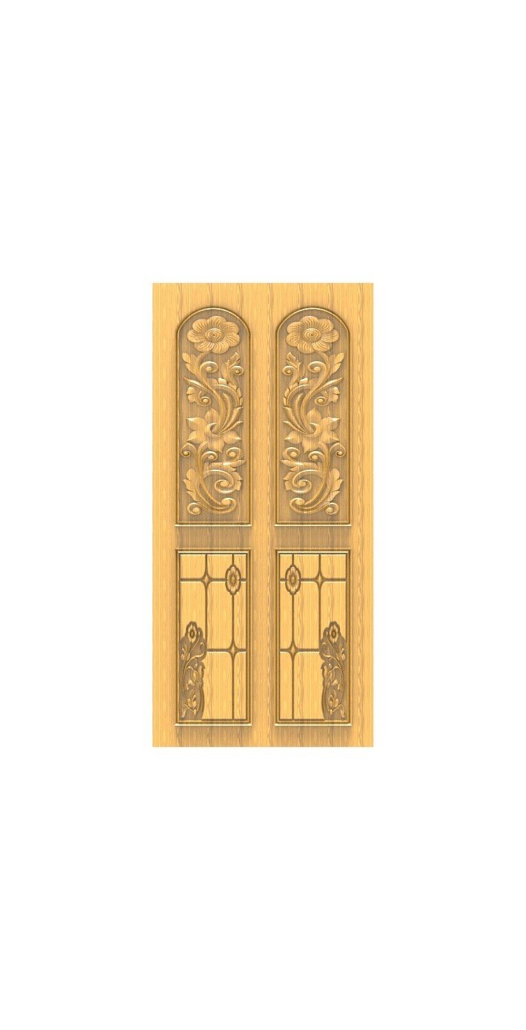 DOUBLE DOOR - 24 Floral Heritage Traditional Carved Door 3D Model