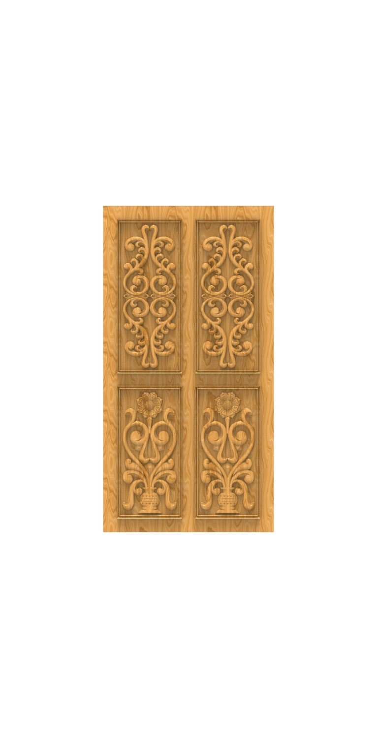 DOUBLE DOOR - 55 Traditional Floral Scrollwork Relief Carving Design