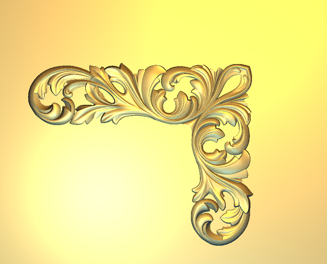 Corner Design - 2-CORNER Elegant Baroque Floral Ornament 3D Relief Carving
