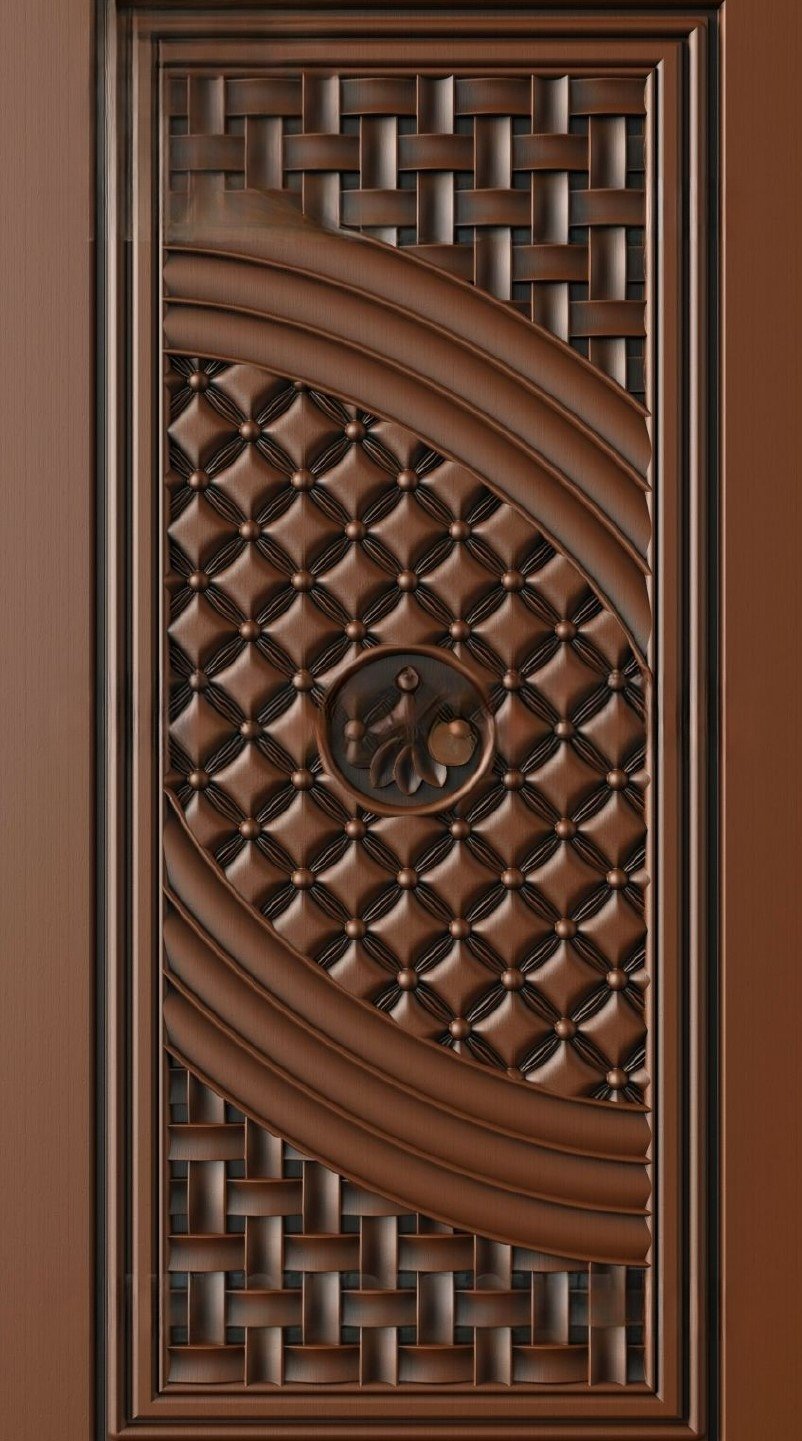 Doors - 12 Geometric Lattice and Quilted Texture Relief Carved Door Design