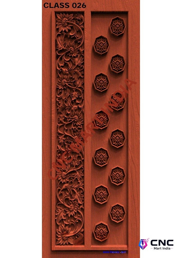 dorr854 - MODEL-26 Floral & Hexagonal Geometric Relief Carved Door Design