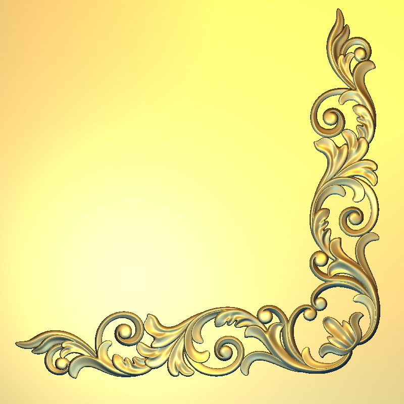 Corner Design - 41-CORNER Baroque Floral Ornament 3D Relief Carving