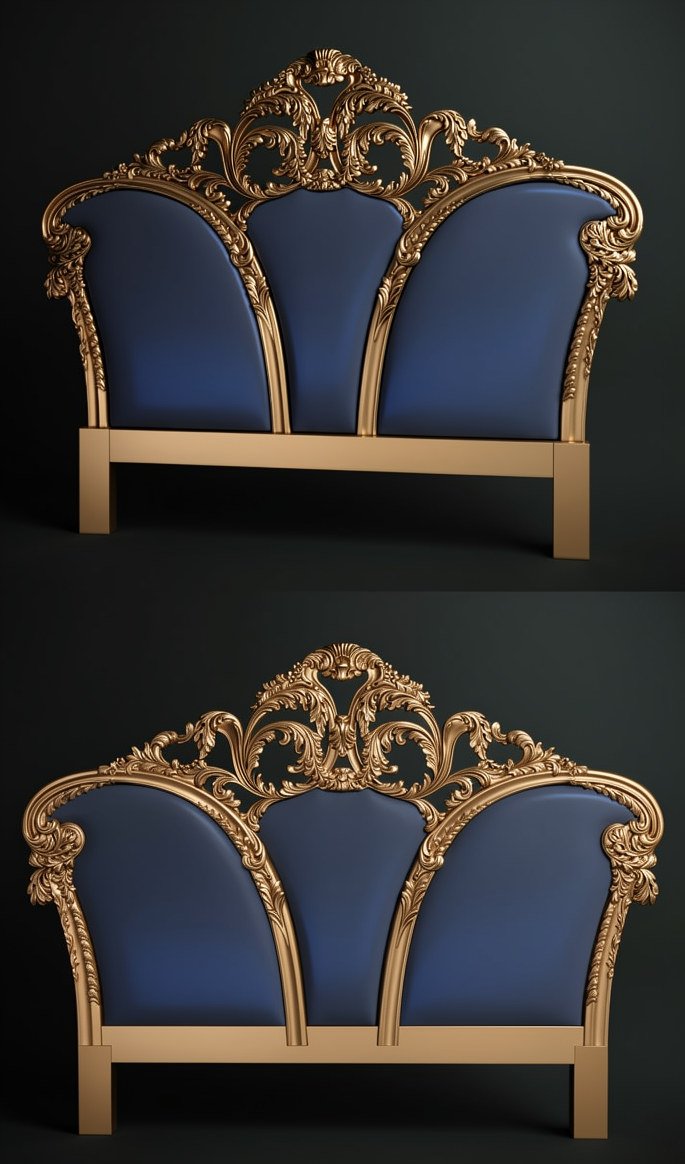 Luxury Bed Designs - A-967 Baroque Style Ornate Headboard 3D Model