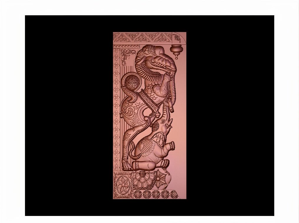 Gods GN - 17 Mythical Yali and Elephant Traditional Carving 3D Model