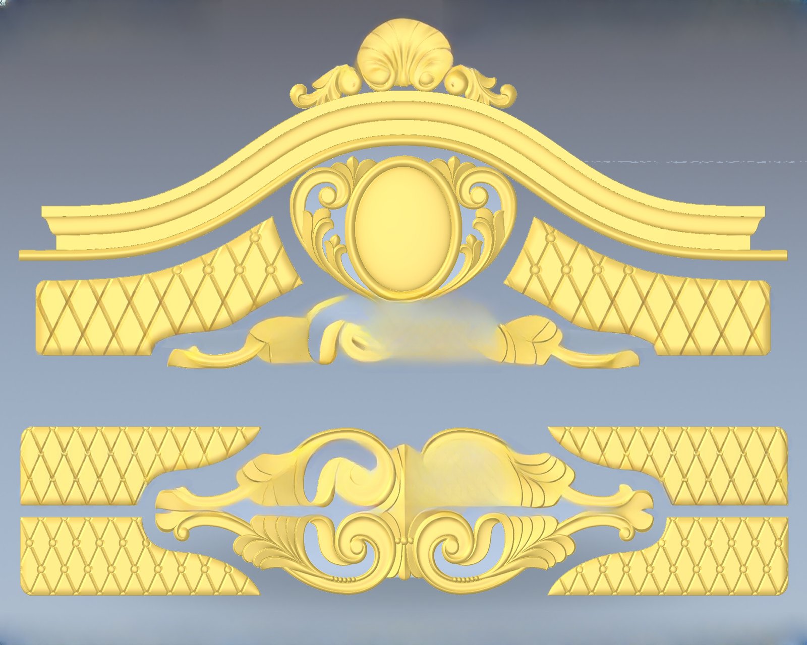 JS Bed - 56 Royal Baroque Headboard and Furniture Panel 3D Relief Model