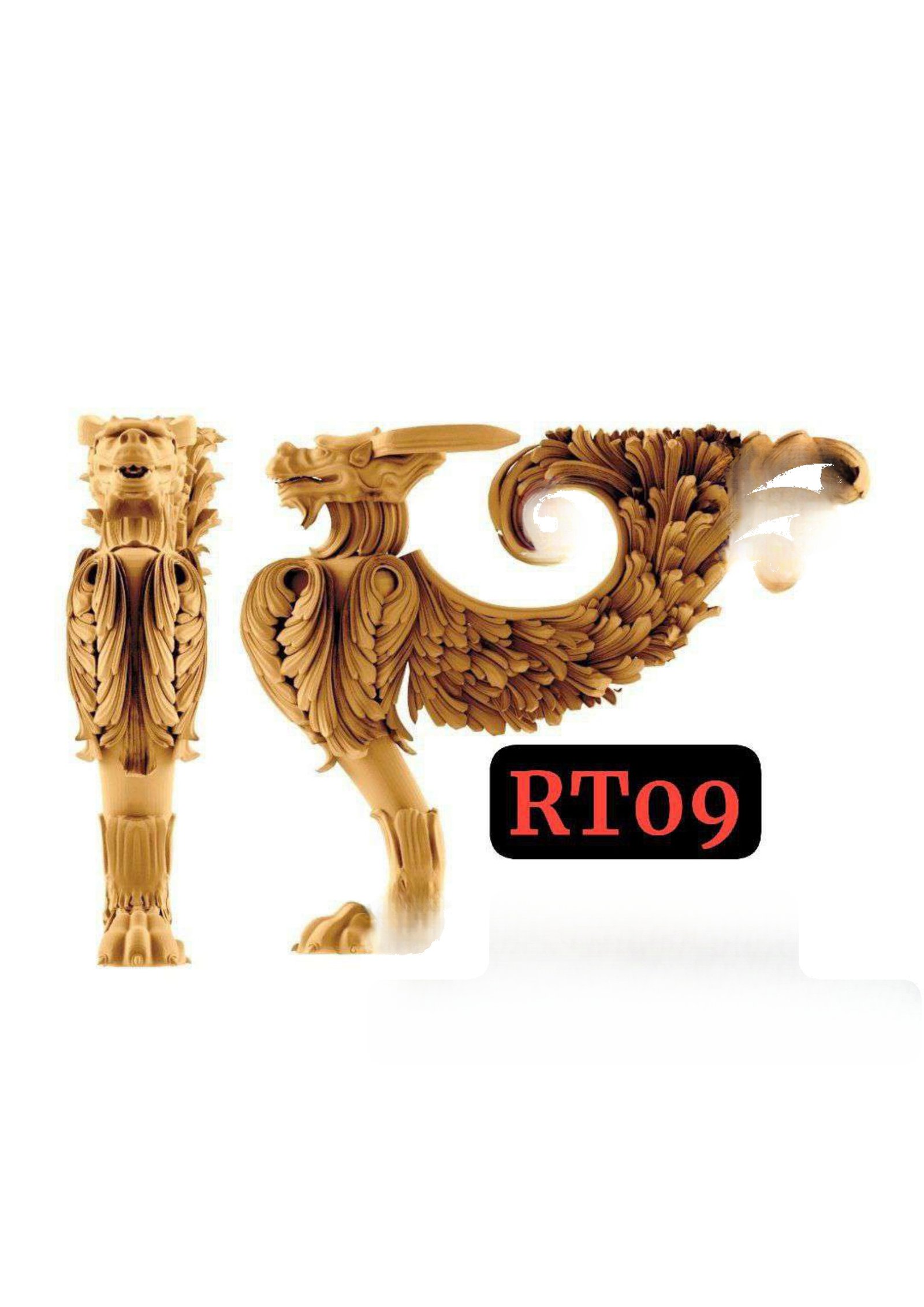Pilaar - RT-09 Mythical Dragon Wing Architectural Column Capital 3D Model
