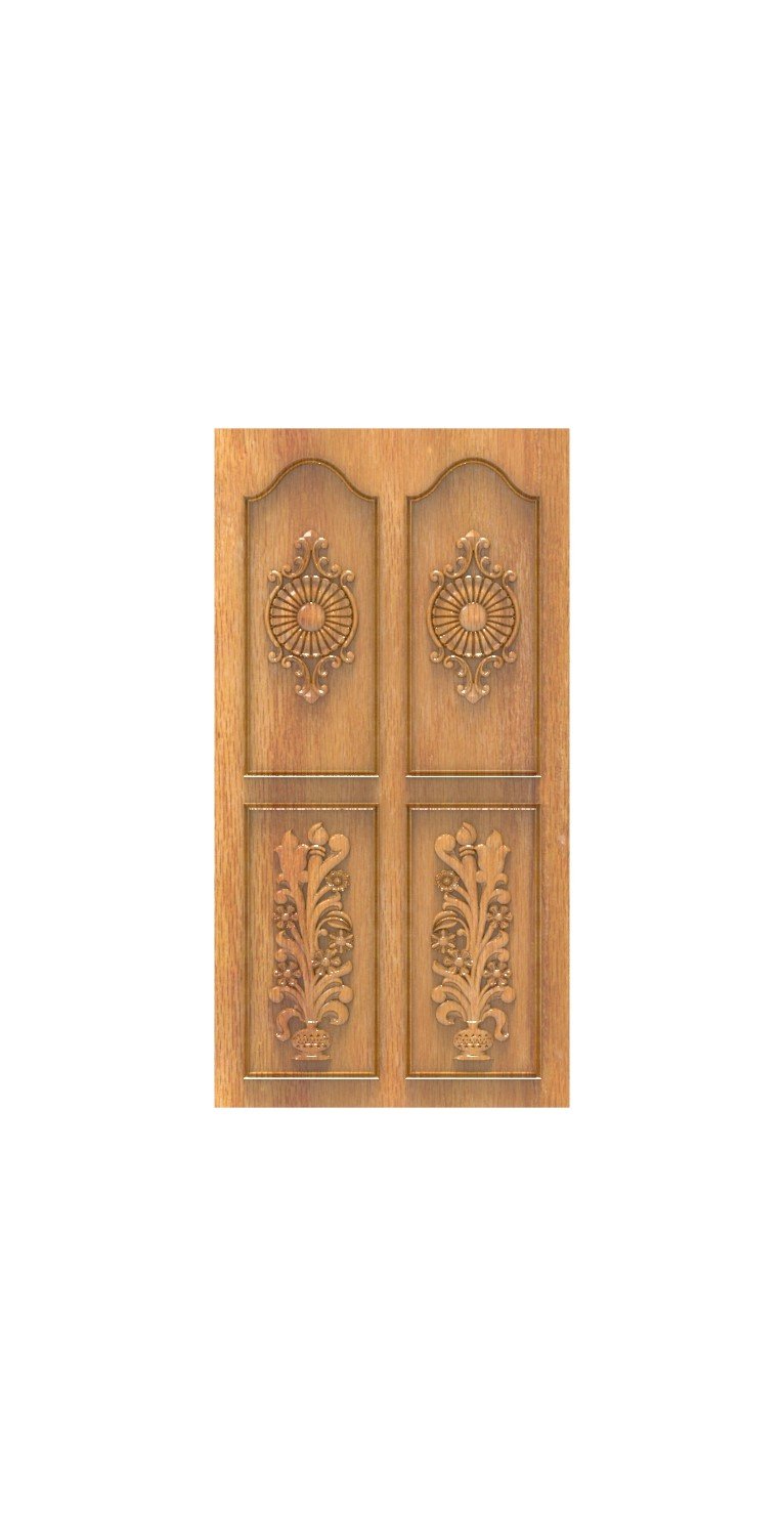 DOUBLE DOOR - 137 Traditional Floral Motif Carved Wooden Door Design