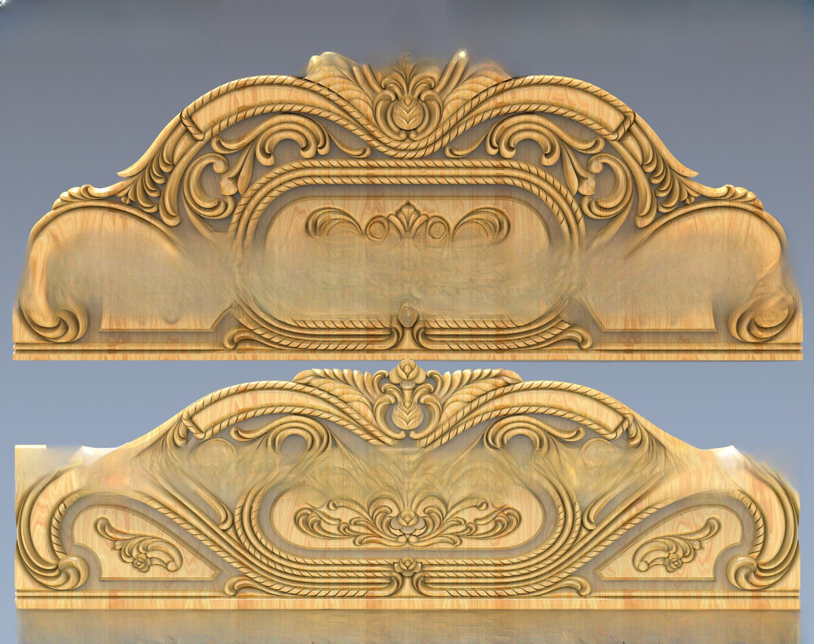 JS Bed - 93 Ornate Classical Headboard Relief Carving Design