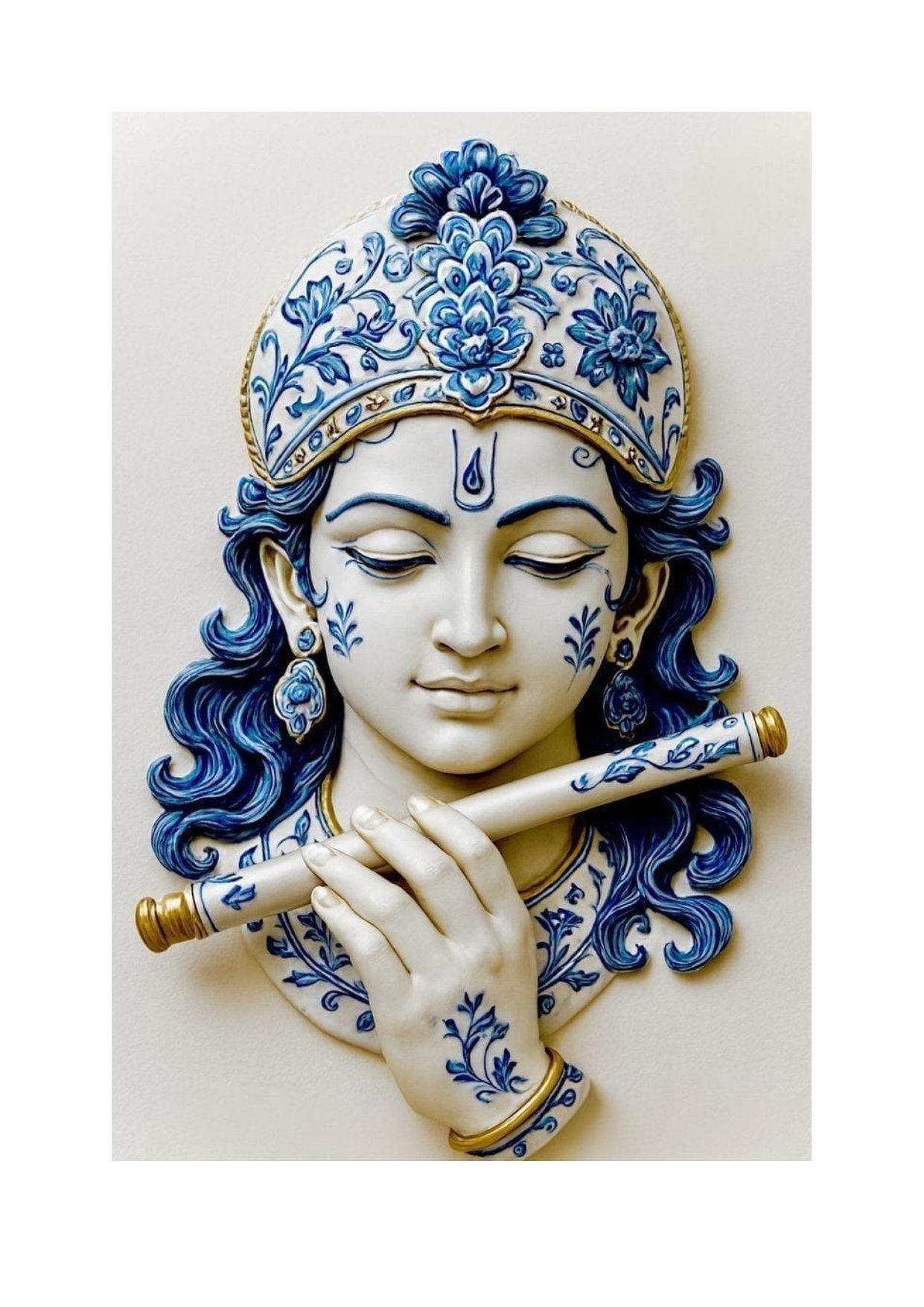 God - 17 Lord Krishna Divine Flute Player 3D Relief Model