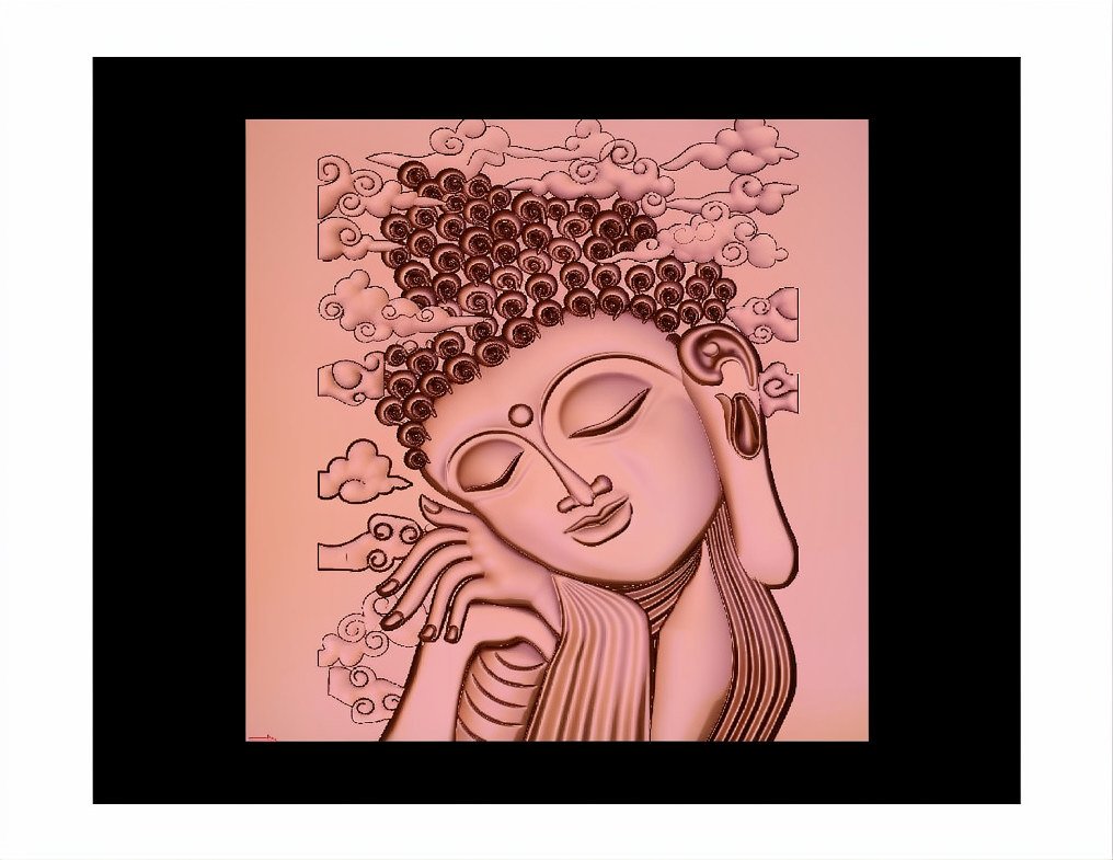 Gods GN - 49 Serene Buddha Sleeping Meditation 3D Relief Carving Model