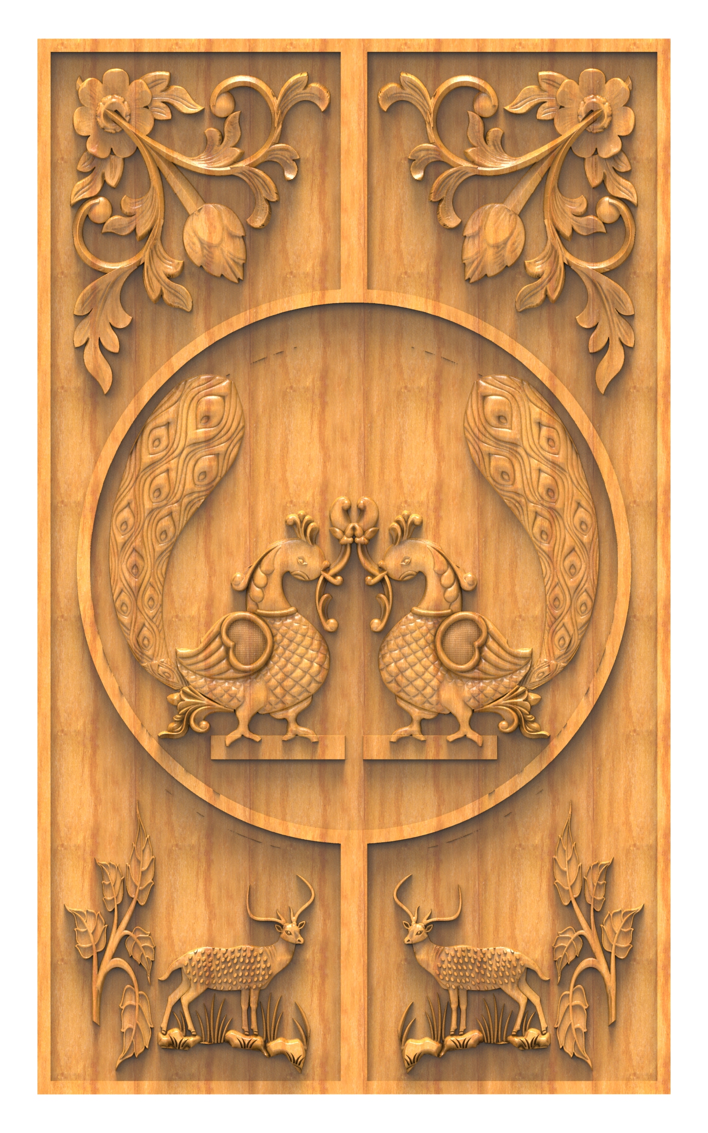 Peacock & Deer CNC Door Design RLF File