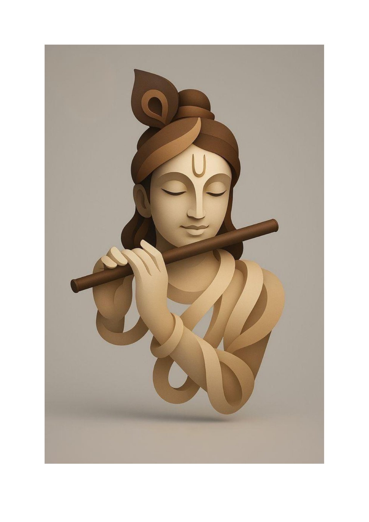 God - 9 Lord Krishna Divine Flute Player Relief Carving 3D Model