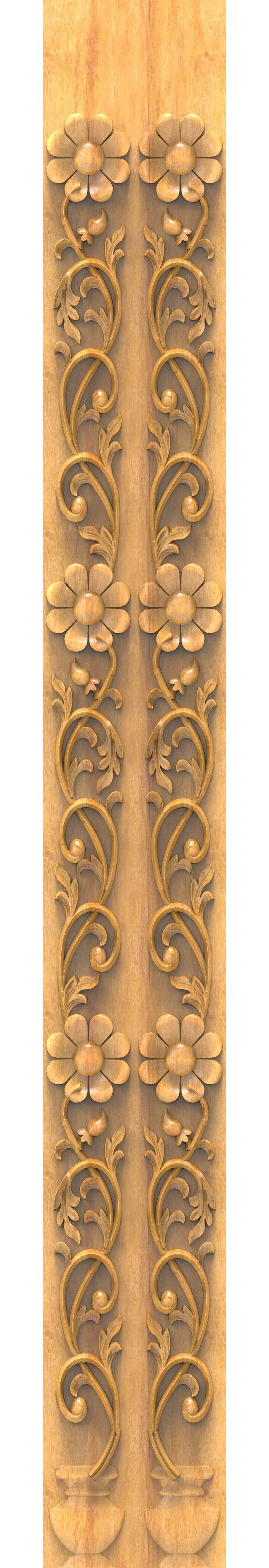 JK TEN BORDER - JKB-31 Elegant Floral Scrollwork Vertical Wood Carving Design