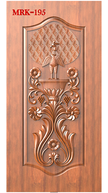 NP Door - 195 Peacock Motif Traditional Decorative Wood Carving 3D Model