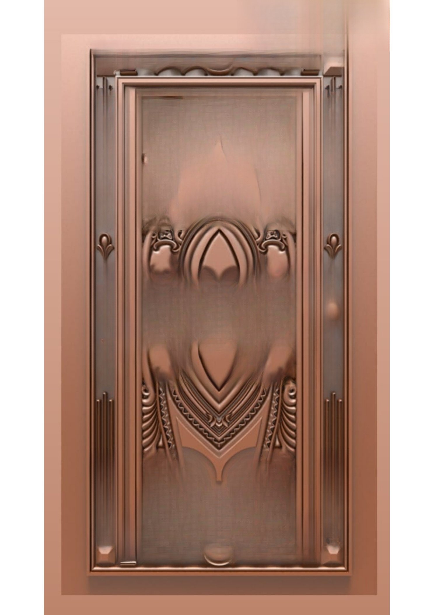 Doors - B-13 Elegant Modern Minimalist Relief Carved Entrance Door 3D Model