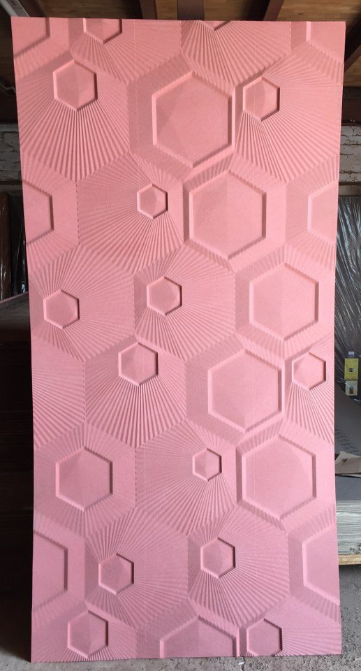 3D Wall Pannel - D-11 Geometric Hexagon Radiating Relief Carving Design