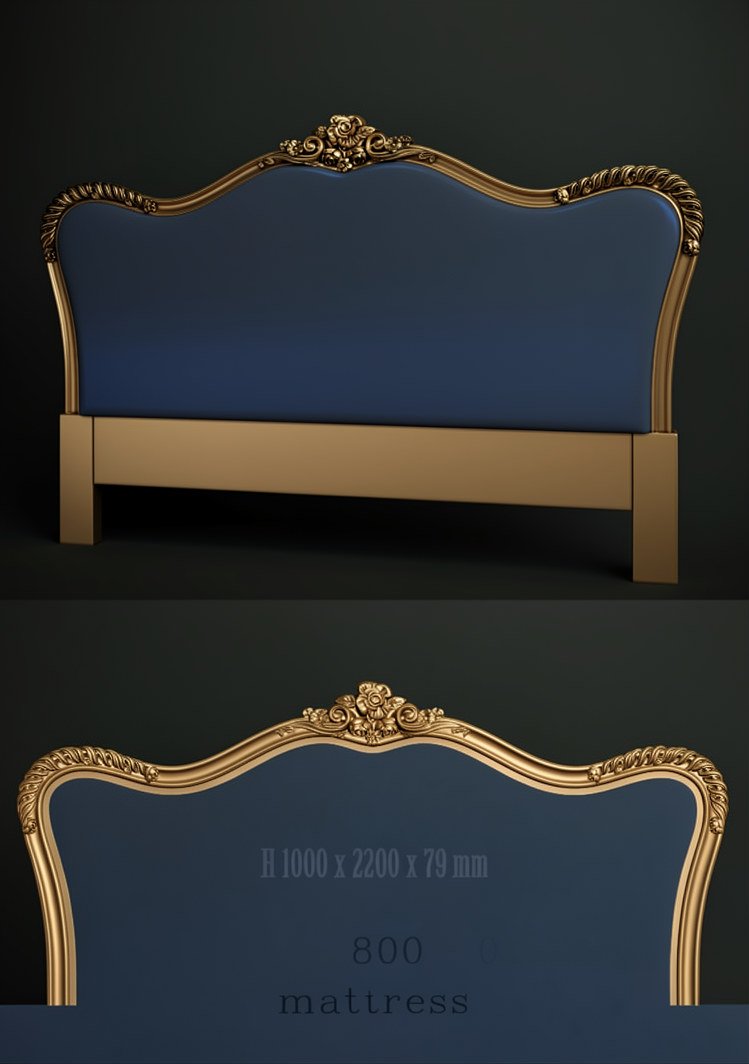Luxury Bed Designs - A-1013 Ornate Royal Headboard 3D Model