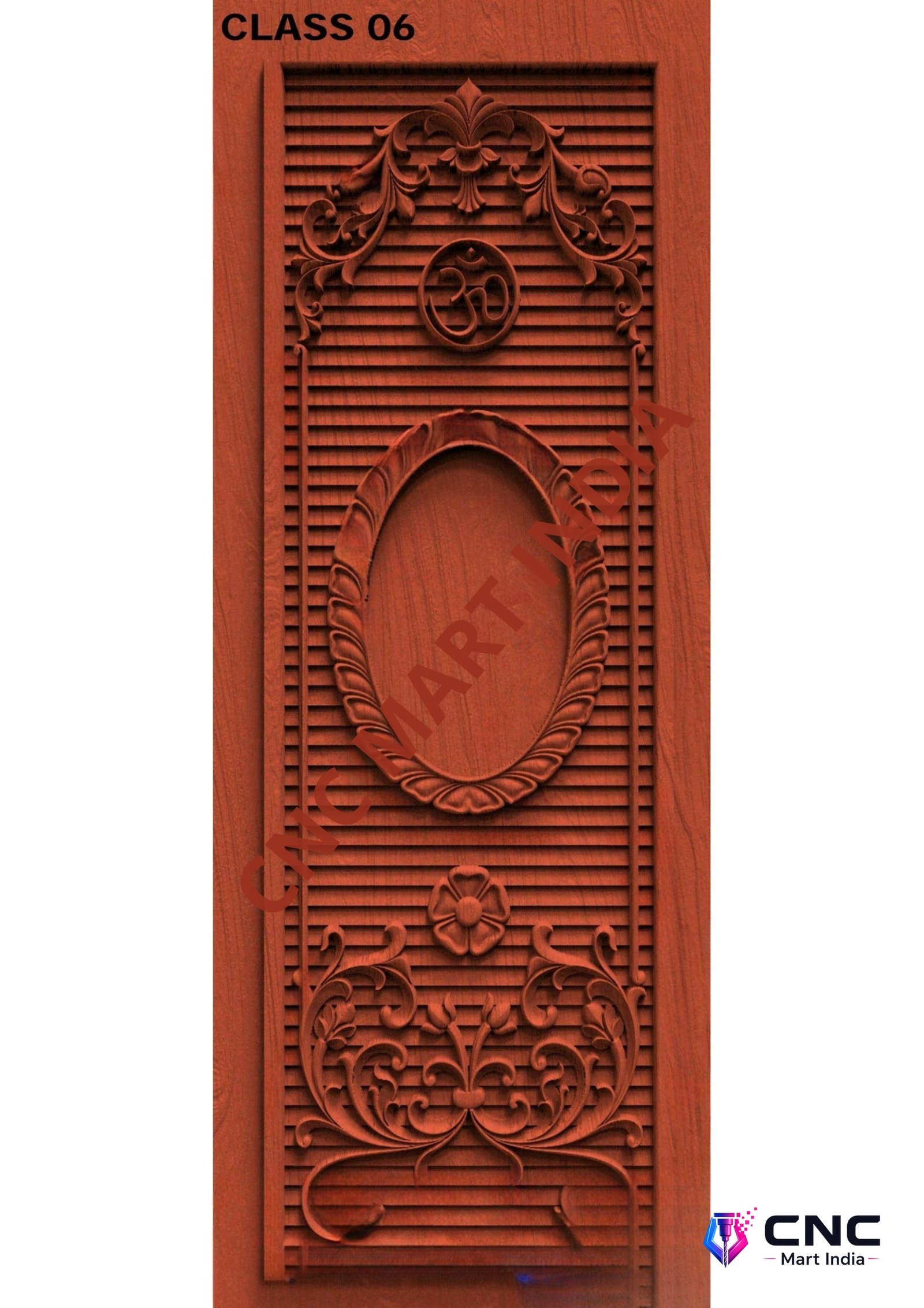 dorr854 - MODEL-06 Om Spiritual Carved Wood Door 3D Relief Model