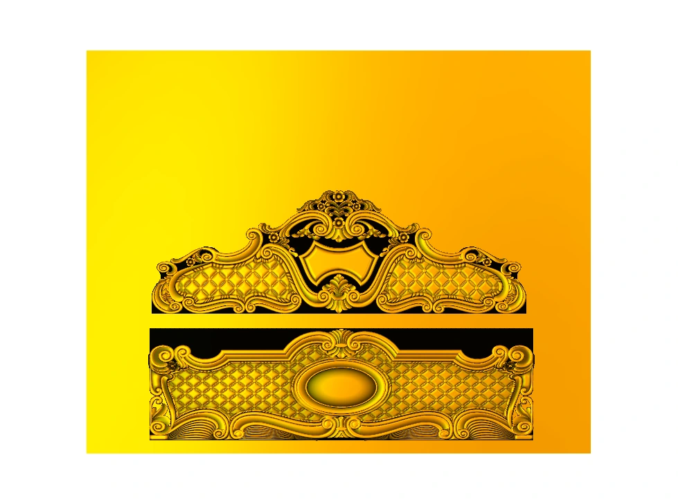 CD - 66 Royal Victorian Bed Headboard Ornate Wood Carving 3D Model
