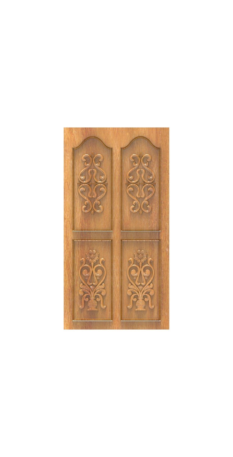 DOUBLE DOOR - 143 Elegant Floral Scrollwork Carved Wood Design