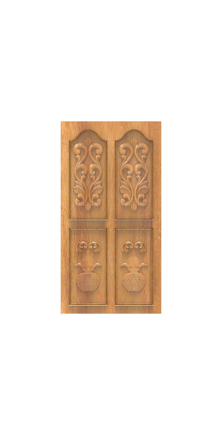 DOUBLE DOOR - 128 Traditional Kalash and Floral Motif Carved Wood Panel