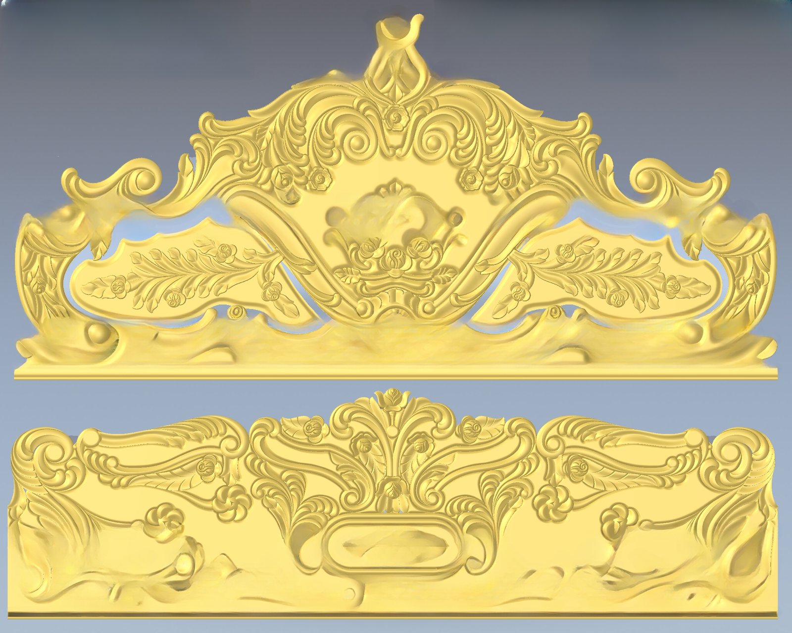 JS Bed - 58 Ornate Victorian Headboard Relief Carving 3D Model