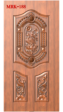NP Door - 188 Traditional Peacock and Floral Carved 3D Wood Relief Design
