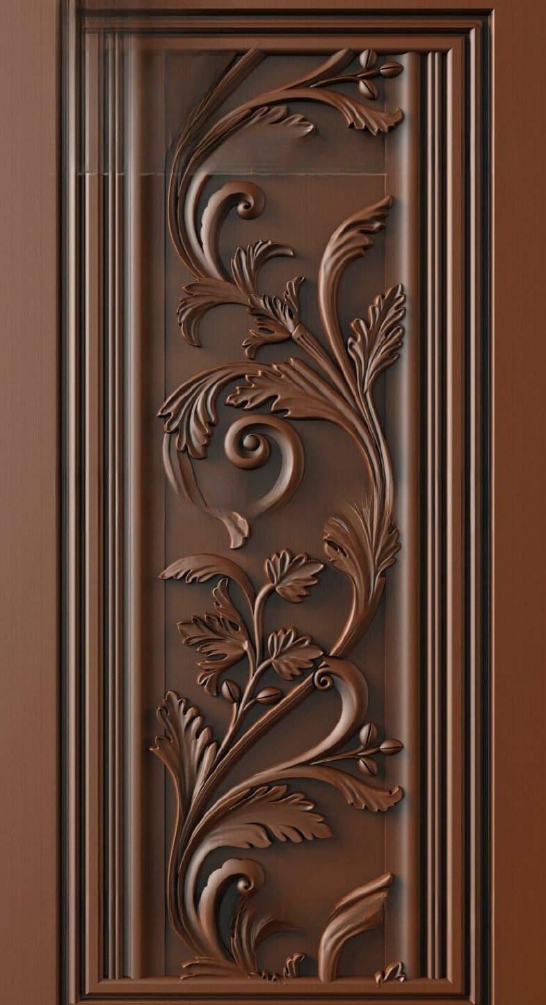 Doors - 30 Elegant Floral Scrollwork 3D Relief Carving Model