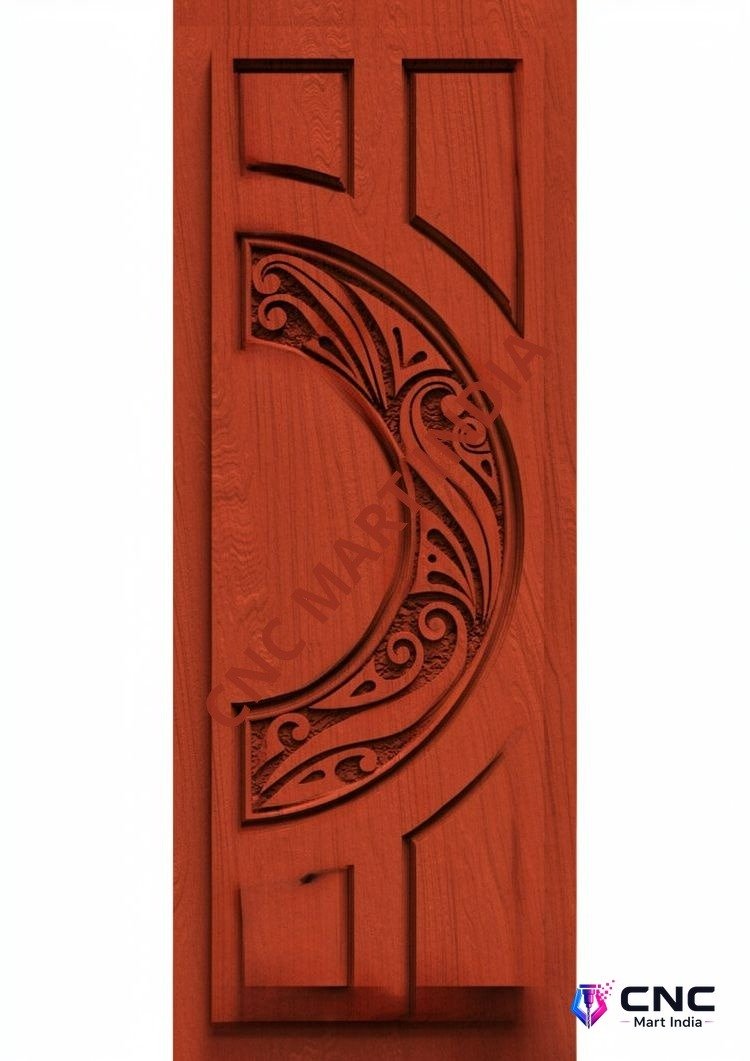 dorr854 - MODEL-23 Contemporary Crescent Floral Art Carved Wood Door 3D Model