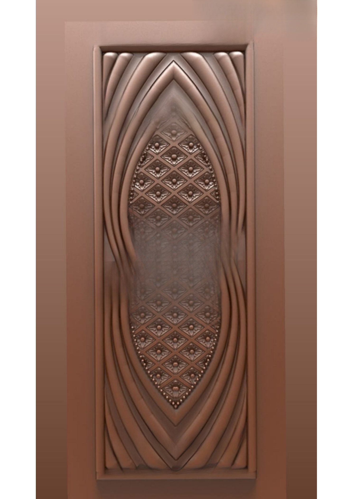 Doors - B-03 Modern Geometric Relief Carved Wooden Door 3D Model