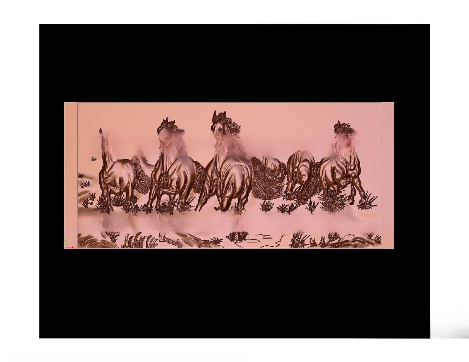 Gods GN - 11 Running Horses Dynamic Relief Carving 3D Model