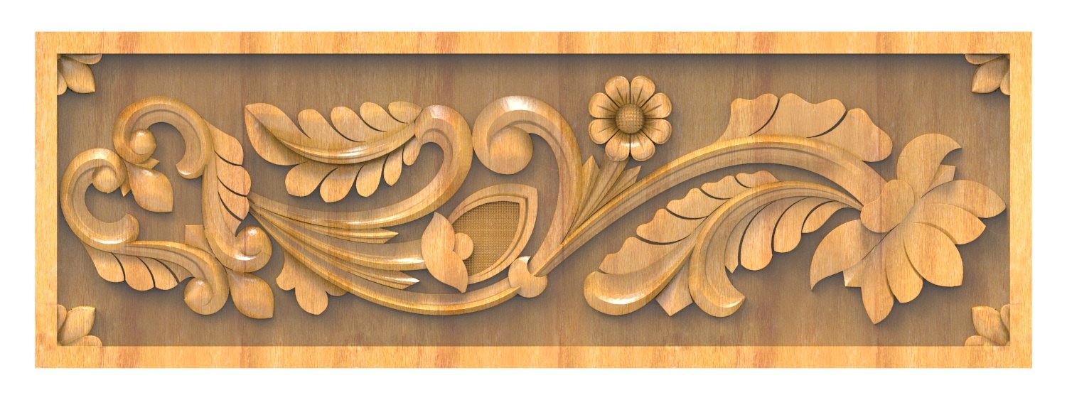 JK DD - 12 Floral Elegance Decorative Panel 3D Relief Carving Model
