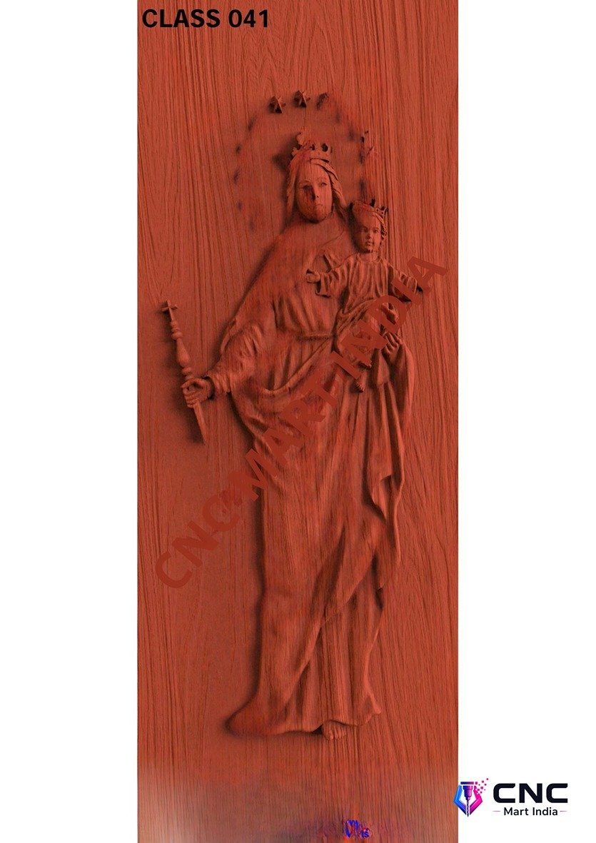 dorr854 - MODEL-41 Virgin Mary and Child Divine Religious Carved Door 3D Relief Model