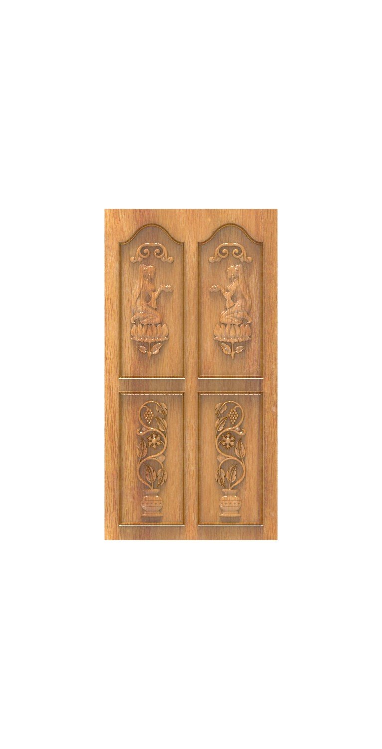 DOUBLE DOOR - 93 Traditional Indian Goddess Relief Carving Design