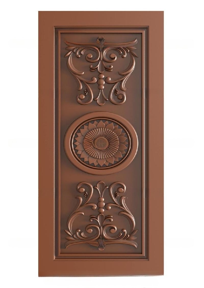 TRENDY DOORS - 46 Royal Floral Medallion Carved Wooden Door 3D Model