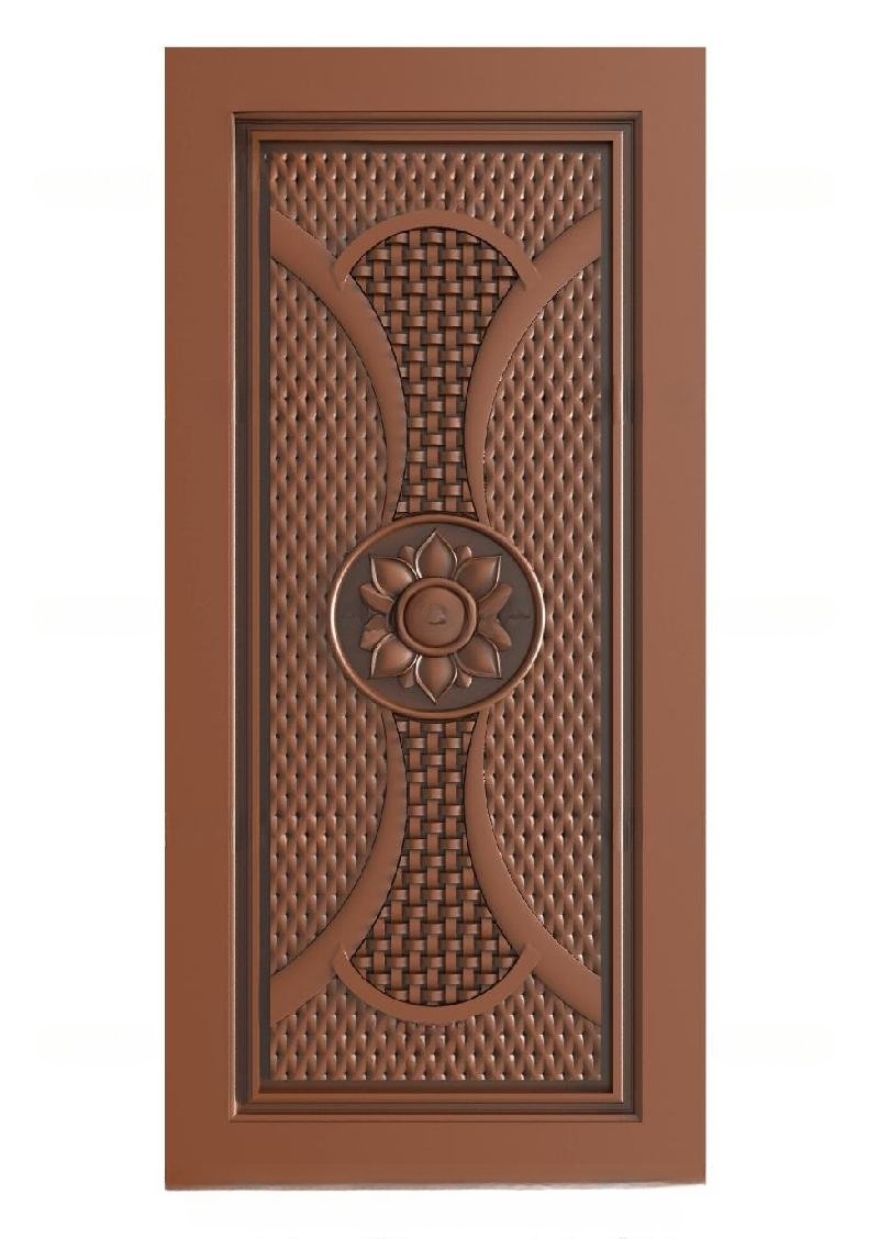 TRENDY DOORS - 38 Modern Geometric Lotus Motif Carved Wooden Door 3D Model