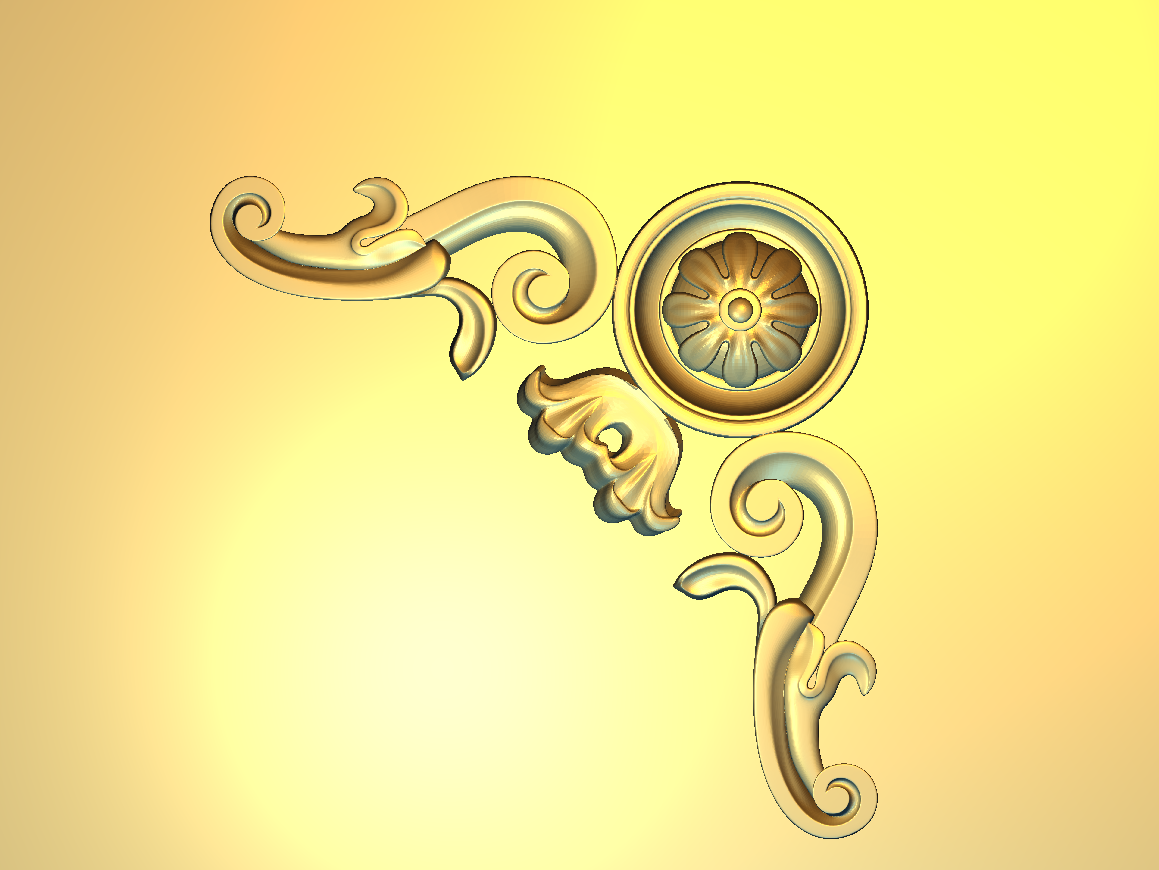 Corner Design - 13-CORNER Classic Floral Scrollwork Wood Carving 3D Relief Model