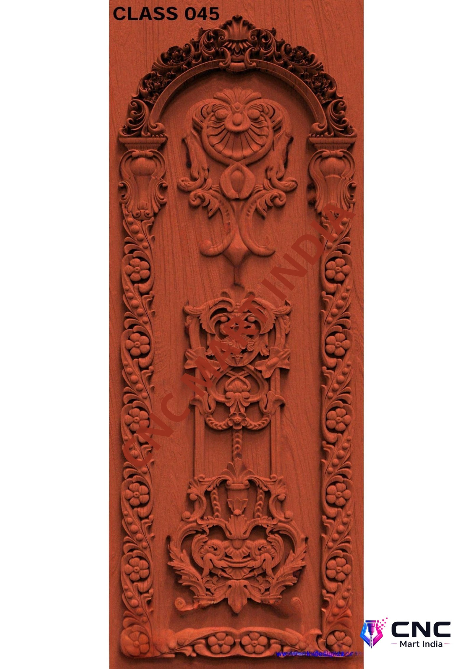 dorr854 - MODEL-45 Elegant Baroque Floral Arch Carved Door 3D Relief Design
