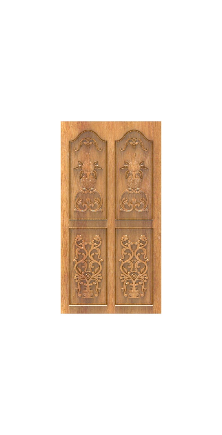 DOUBLE DOOR - 129 Traditional Pineapple Motif Carved Wooden Door Design
