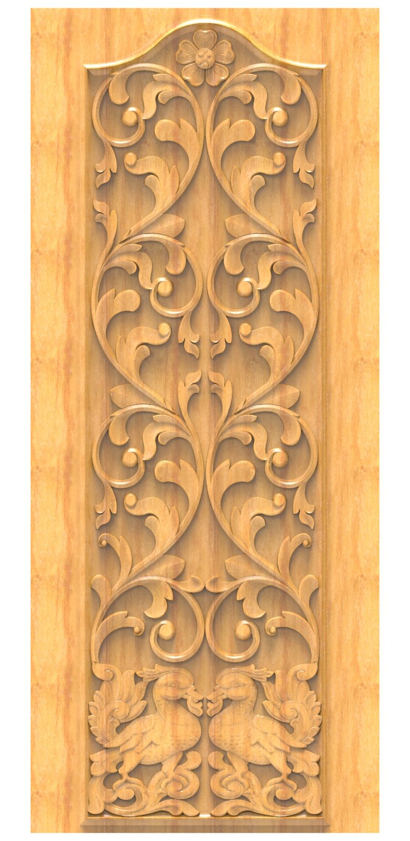JK DOOR BEST COLLECTION - 1 Traditional Floral and Bird Motif Carved Door 3D Model