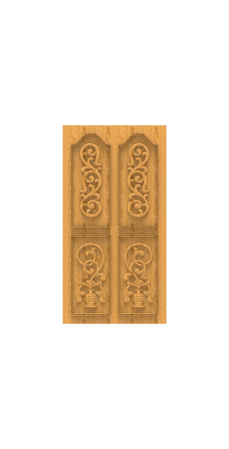 DOUBLE DOOR - 64 Classic Floral Urn Relief Carved Wooden Door Design