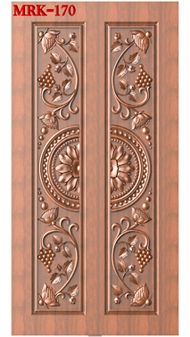 NP Door - 170 Floral Vine and Medallion Carved Double Door 3D Model
