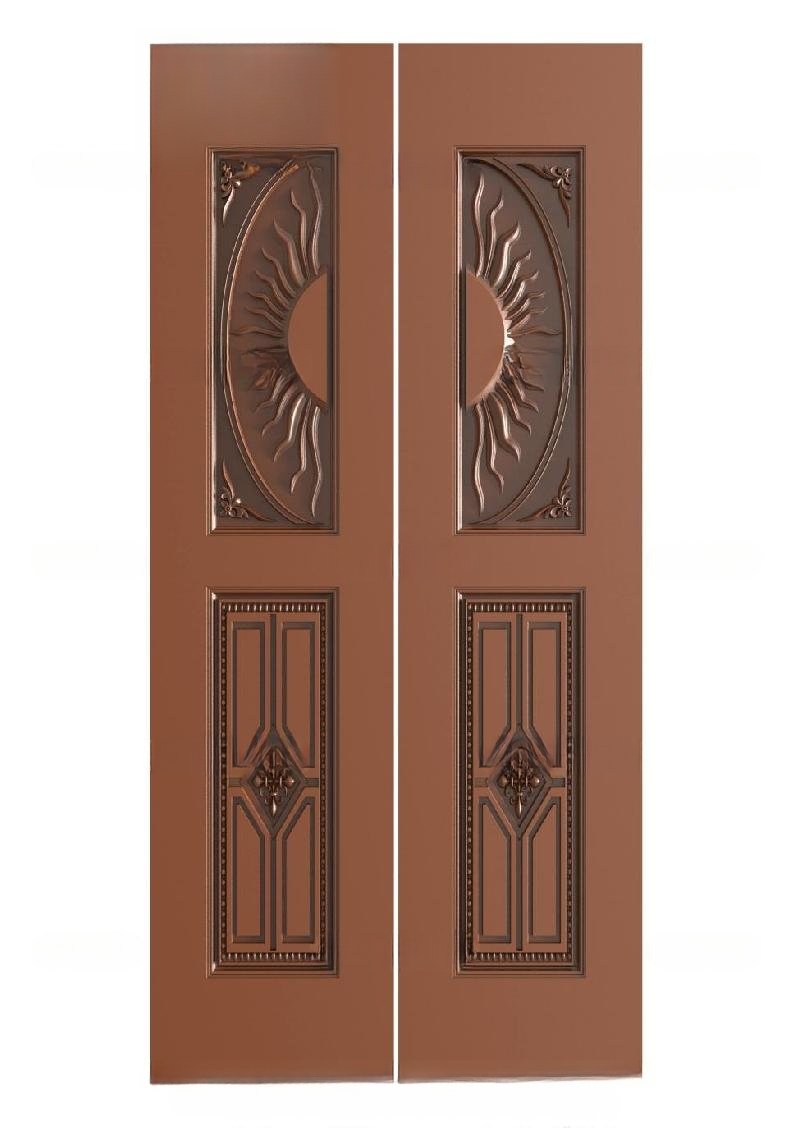 TRENDY DOORS - 62 Solar Motif Elegant Twin Panel Carved Door 3D Model