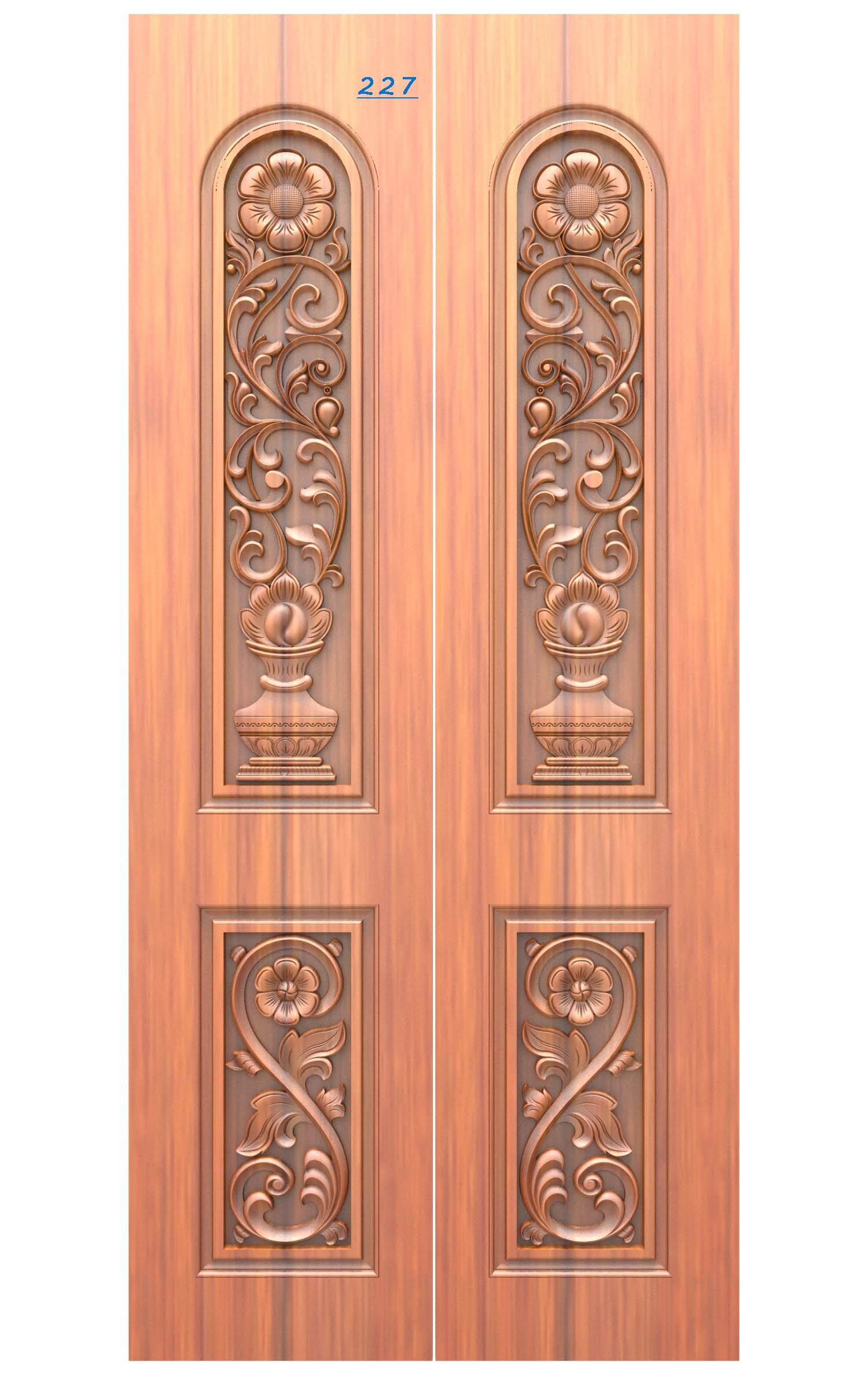 DOUBLE DOOR - D-11 Classic Floral Urn Relief Carving 3D Model