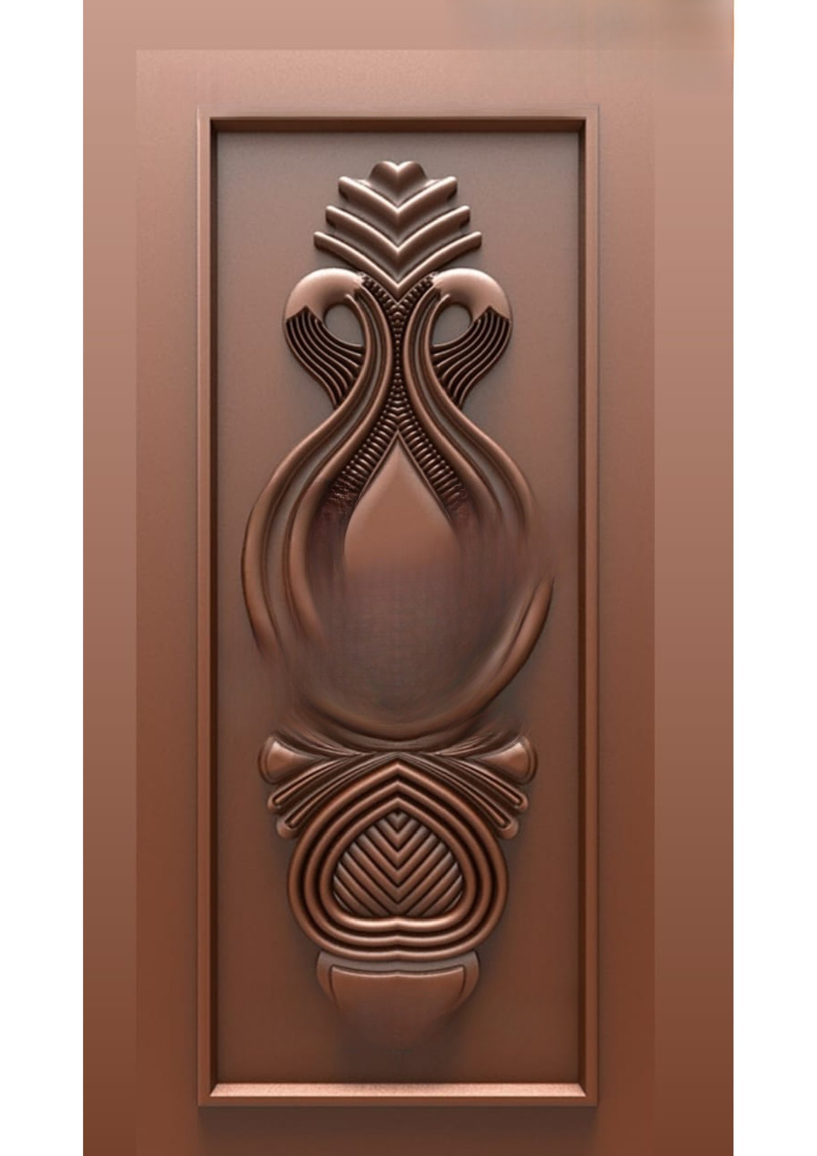 Doors B - B-27 Modern Abstract Geometric Carved Wood Door 3D Model