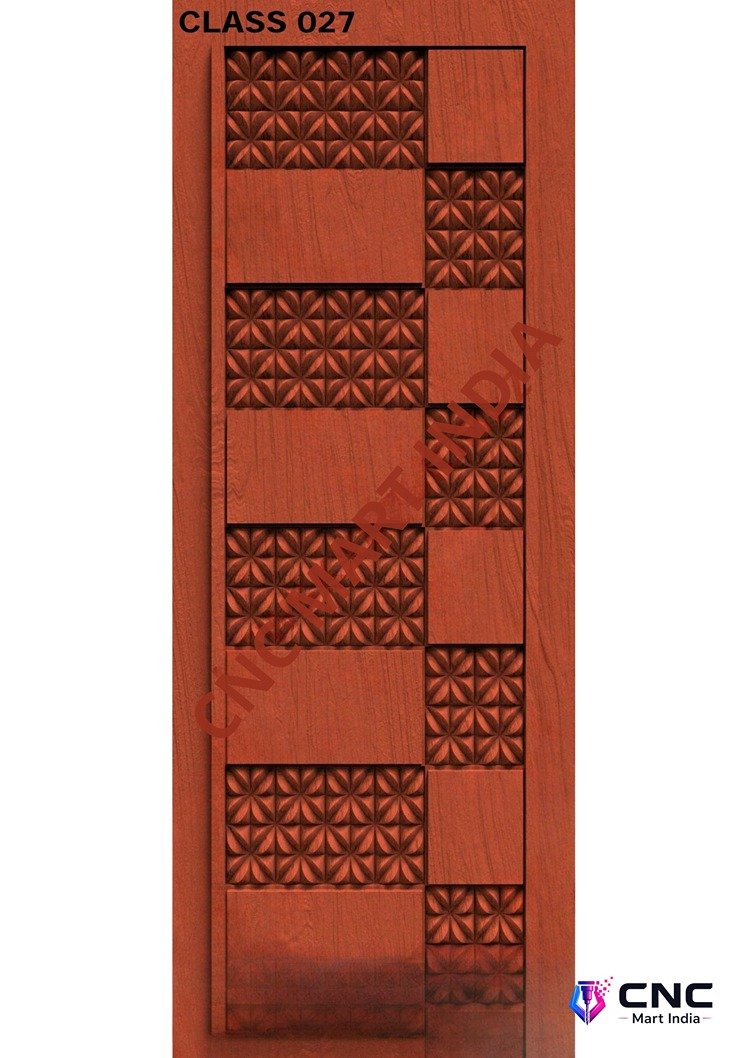 dorr854 - MODEL-27 Modern Geometric Floral Patterned Wooden Door 3D Model