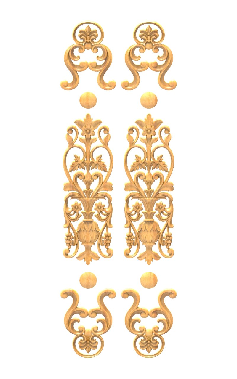 JK DD - 23 Elegant Floral Scrollwork Architectural Relief Carving