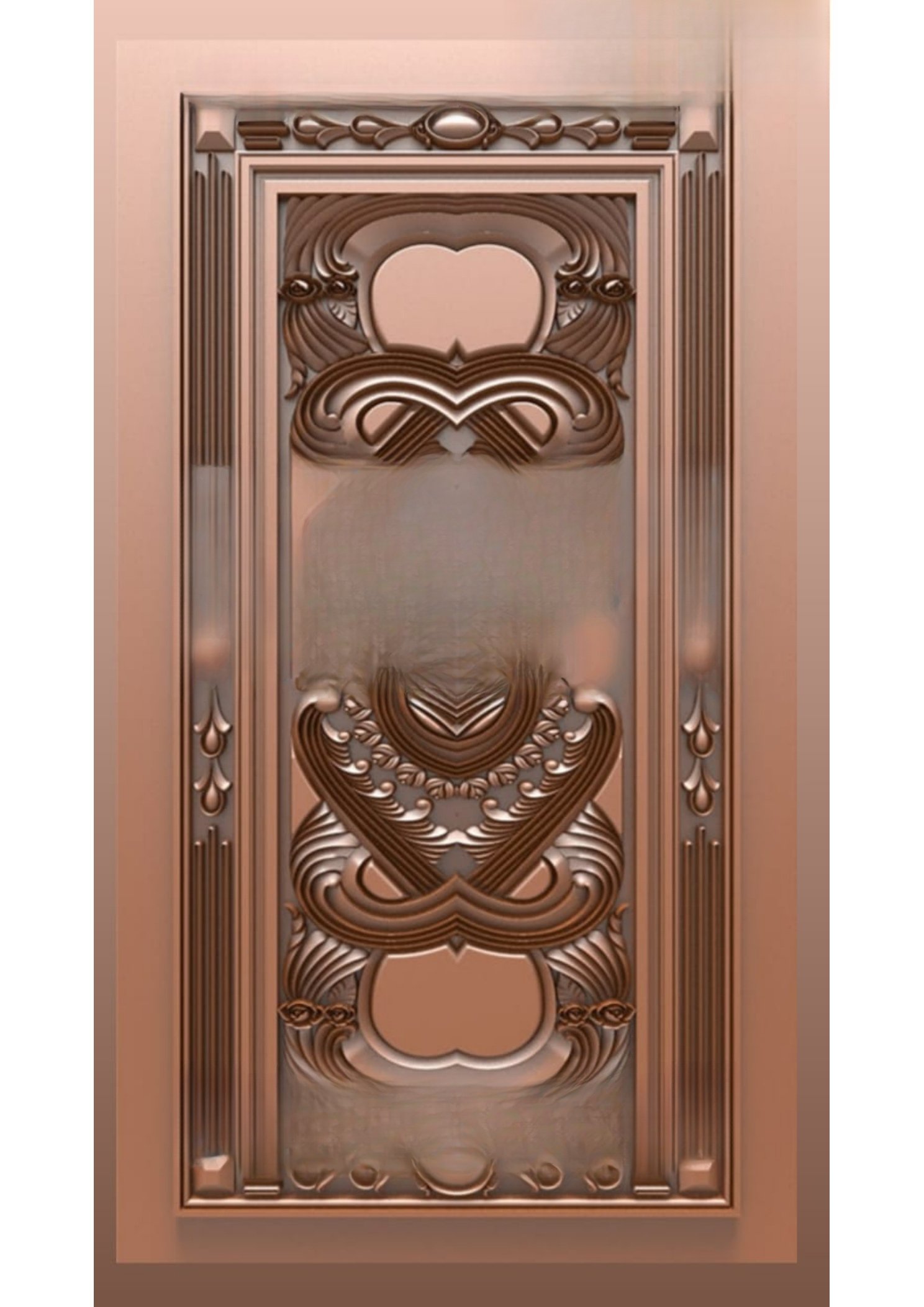 Doors - B-22 Elegant Art Nouveau Decorative Carved Door 3D Model