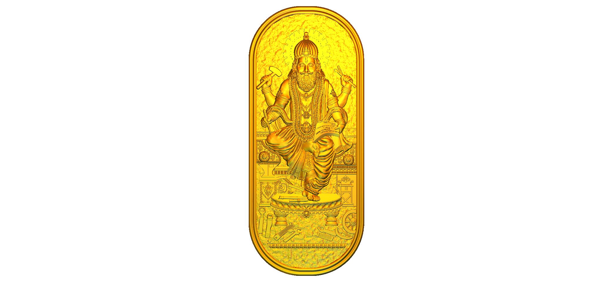 Lord Vishwakarma CNC Designer RLF File | 3D Wood Carving Design