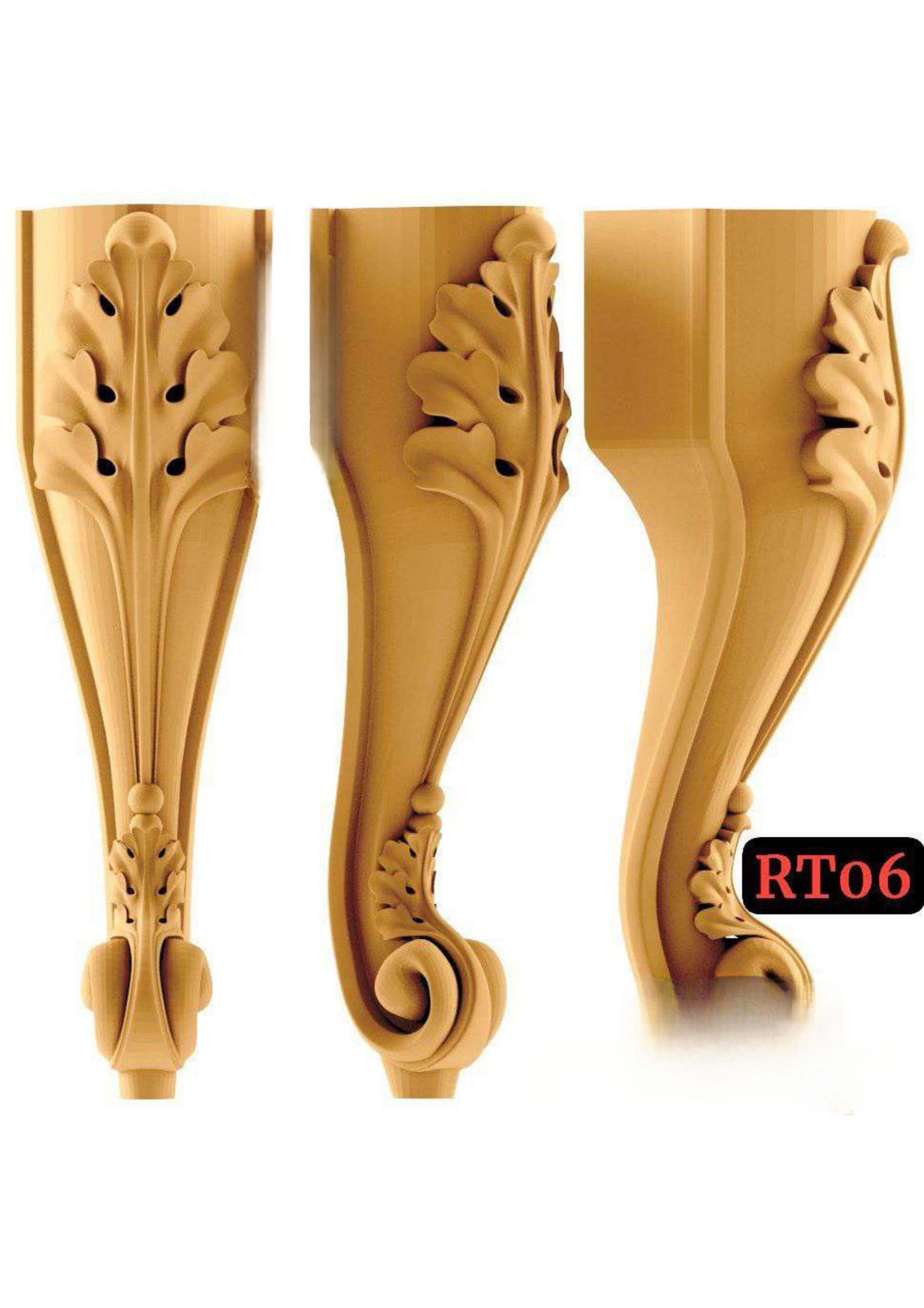 Pilaar - RT-06 Elegant Floral Carved Furniture Leg 3D Model